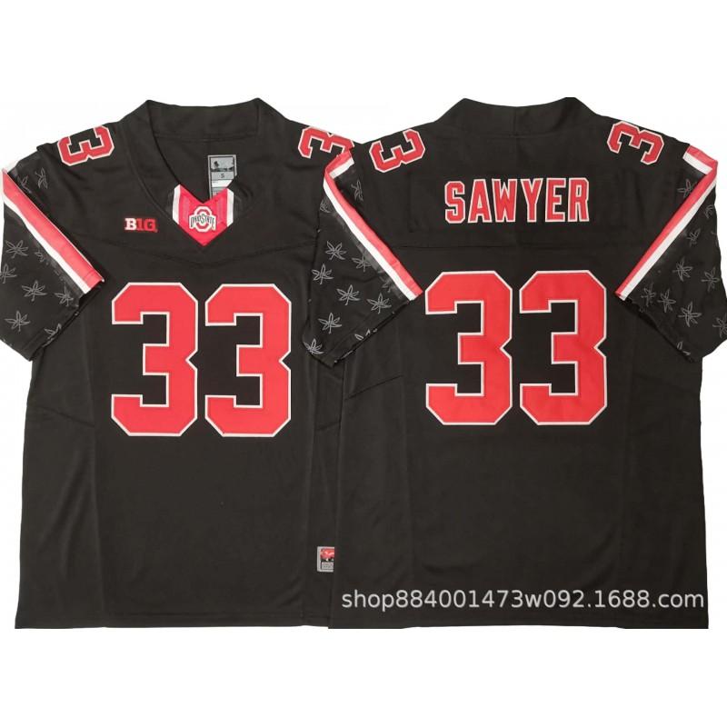 Mens Ohio State Buckeyes Rugby Jersey Training Shirt Cotton Blend Embroidered Football Uniform College Team Practice