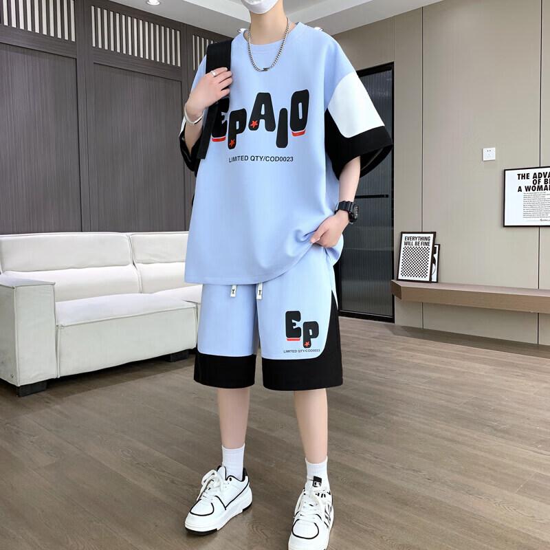 Men s Color-Block Summer Sportswear Set 3XL