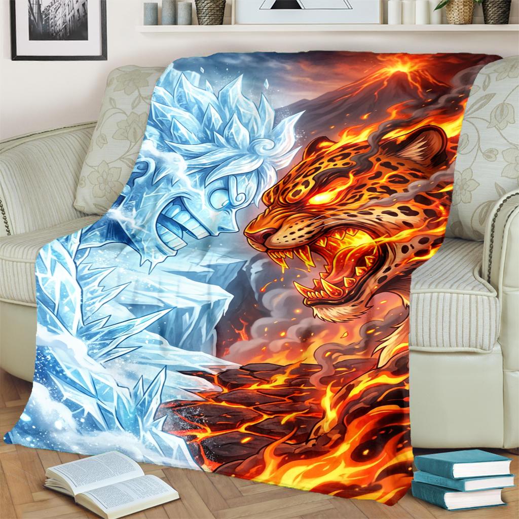 "ONE PIECE" Print Flannel Blanket Warm Comfortable for Bedrooms, Sofas, Beds, Chairs, Picnics, Travel