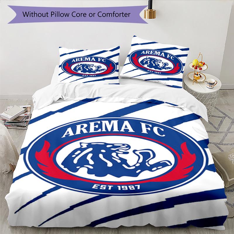 Arema Football Club Printed Pattern Duvet Cover Set – Includes 1 Duvet Cover and 2 Matching Pillowcases Bedroom Decor Christmas Gifts