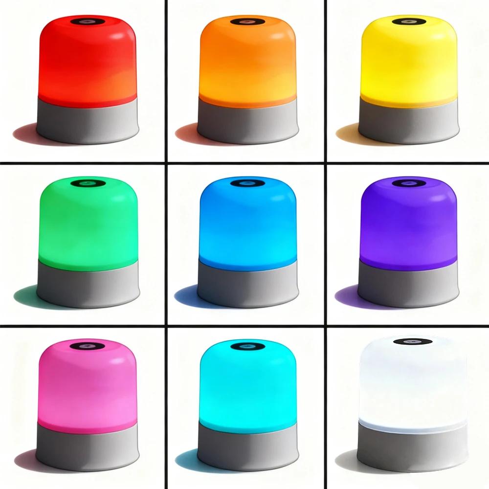 Touch night light touch adjustment RGB rechargeable outdoor camping light atmosphere light family children's room light