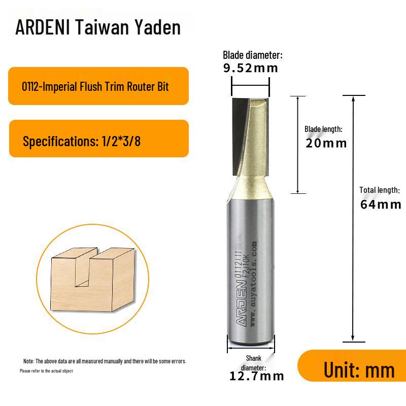 Yaden Metric Flat Bottom Woodworking Cutter: Slotting, Rebating, Milling, Trimming, Engraving, & Router.