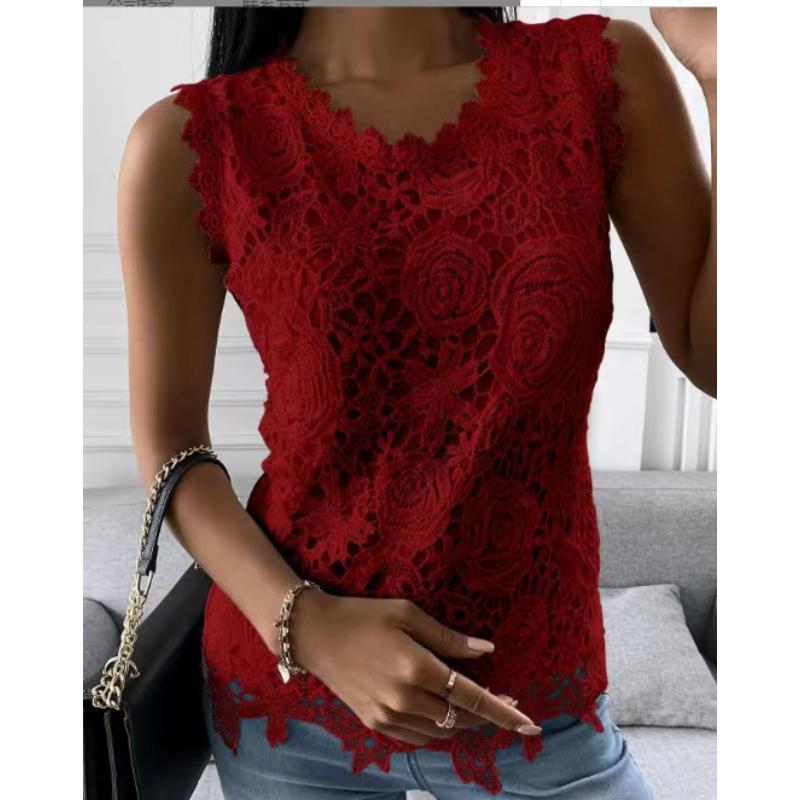 Dame Vintage Blomster Tank Top Camisole Sommer Mote Dame Blonder Ermeløs Uformell Elegant Bluse Plus Size Topper
