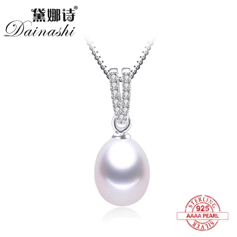 AAA Zircon 100% Natural Freshwater Pearl Pendants For Women Elegant Silver 925 Necklace 45cm Fine Jewelry(No Chain)