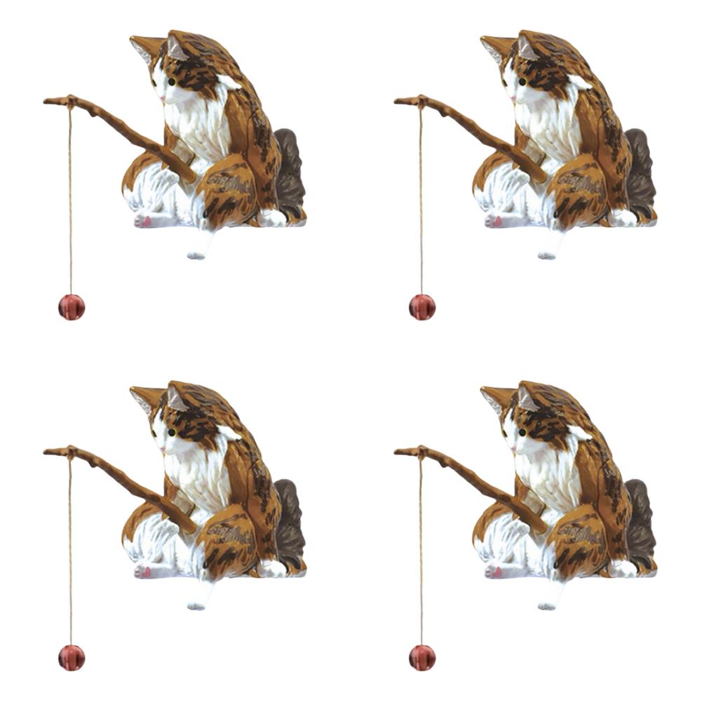 1-5pcs Fishing Cat Ornaments Sitting Fishing Little Cat Statue Fish Landscaping Cartoon Figurine Water Tank Aquarium Decorations