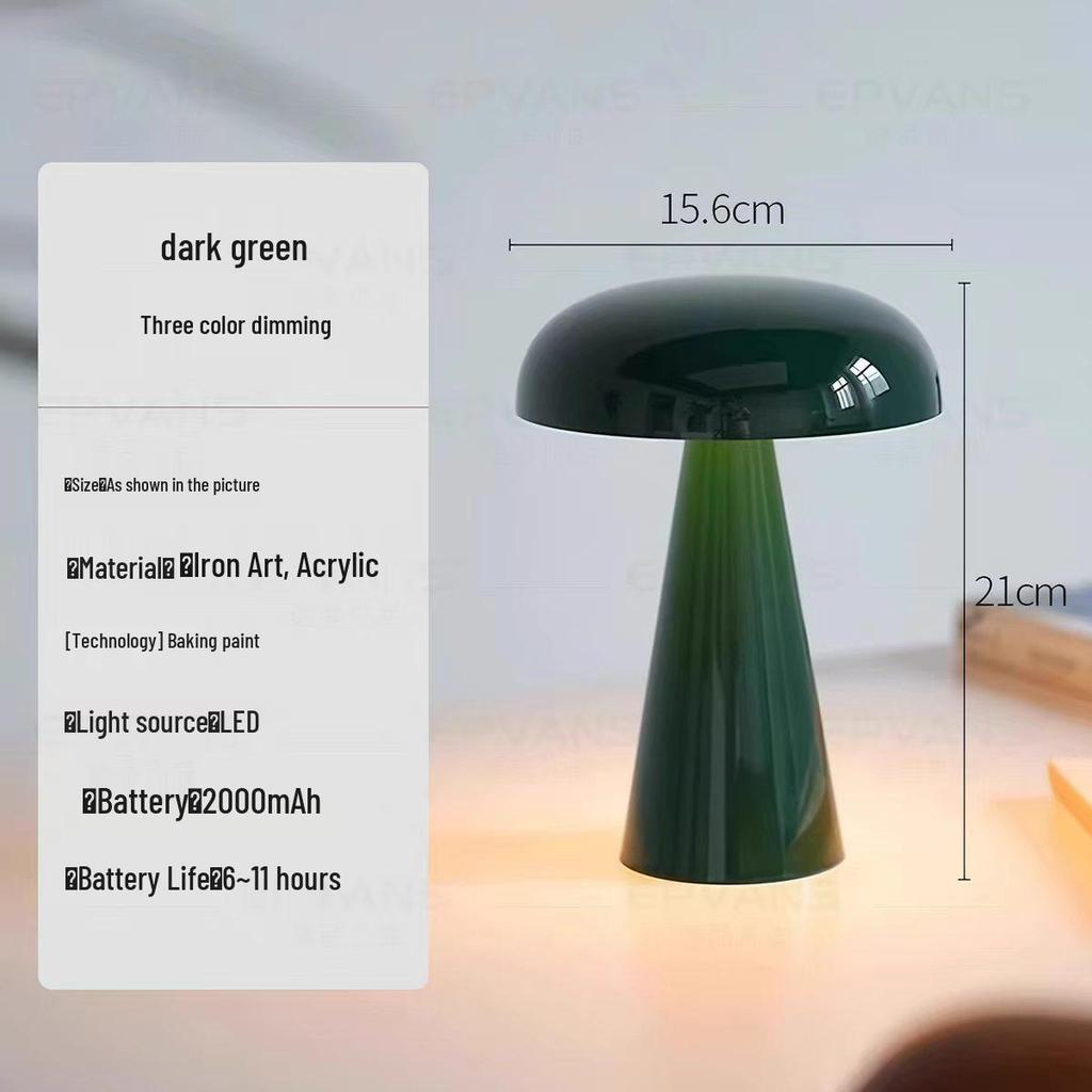 Danish Mushroom Touch Table Lamp - Night Light for Bedroom, Bar, or Restaurant Decor