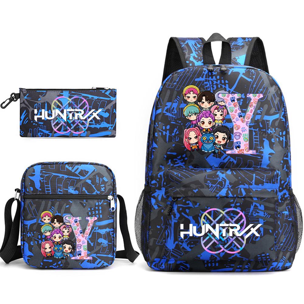 3Pcs/set Cute 26 English Letter Printed Backpack with Shoulder Bag Pencil Case for Teenager Student Boy Girl SchoolBag Large Capacity Bookbag Kid Gift