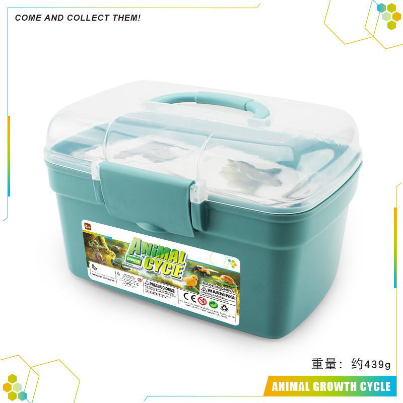 Realistic Animal Growth Cycle Storage Box Set With Mosquito Spider Ladybug Frog Worm Snail Models In Pink And Blue