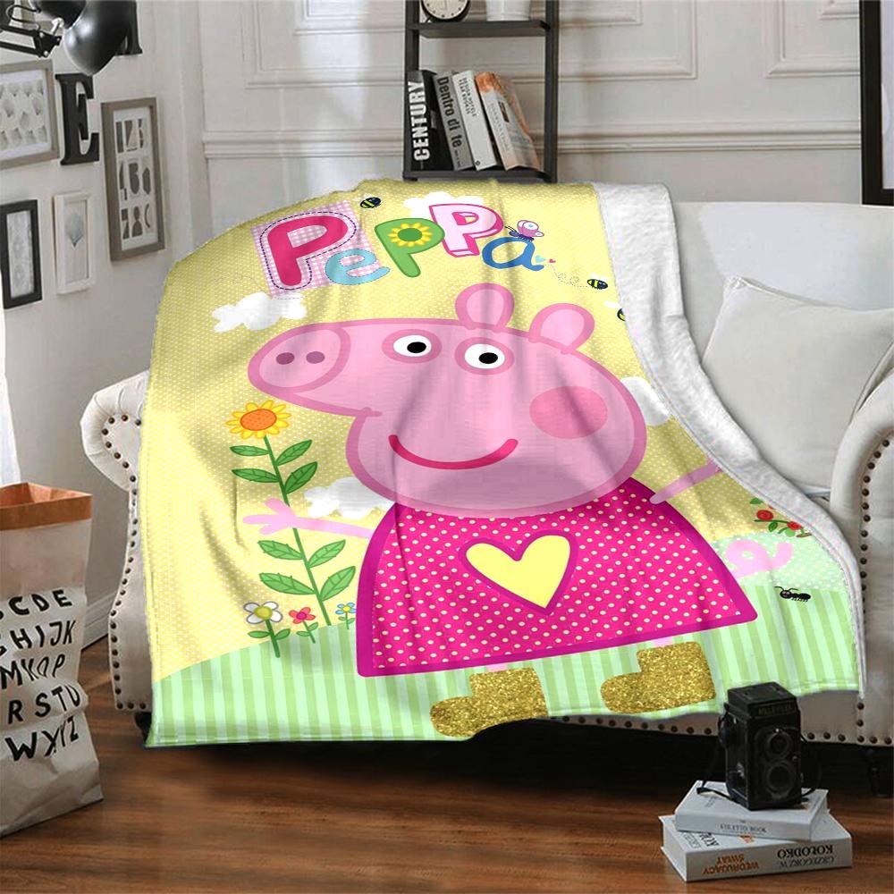 Peppa Pig Theme Printed Blanket - Perfect for Couch, Bed, Travel & Outdoor Use | Machine Washable, Cozy & Durable.