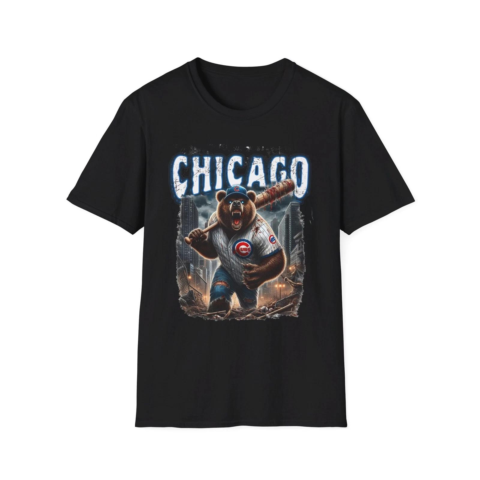 Men s and Women s T-shirts Chicago Cubs Horror Mash-Up T-Shirt - Scary Baseball Fan Apparel M