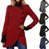 Women's Casual Fashion Color Single Breasted Lapel Stitching Hem Slit Long Sleeved Jacket Coat