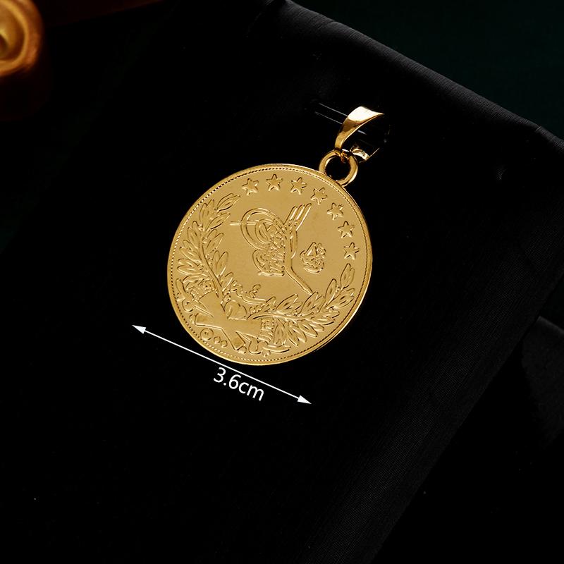 Ciondolo Moneta Turca Colore Oro Totem Arabo Collane Ciondoli Rame Regali Sposa Gioielli Matrimonio Etnici Musulmani Bijoux Donna