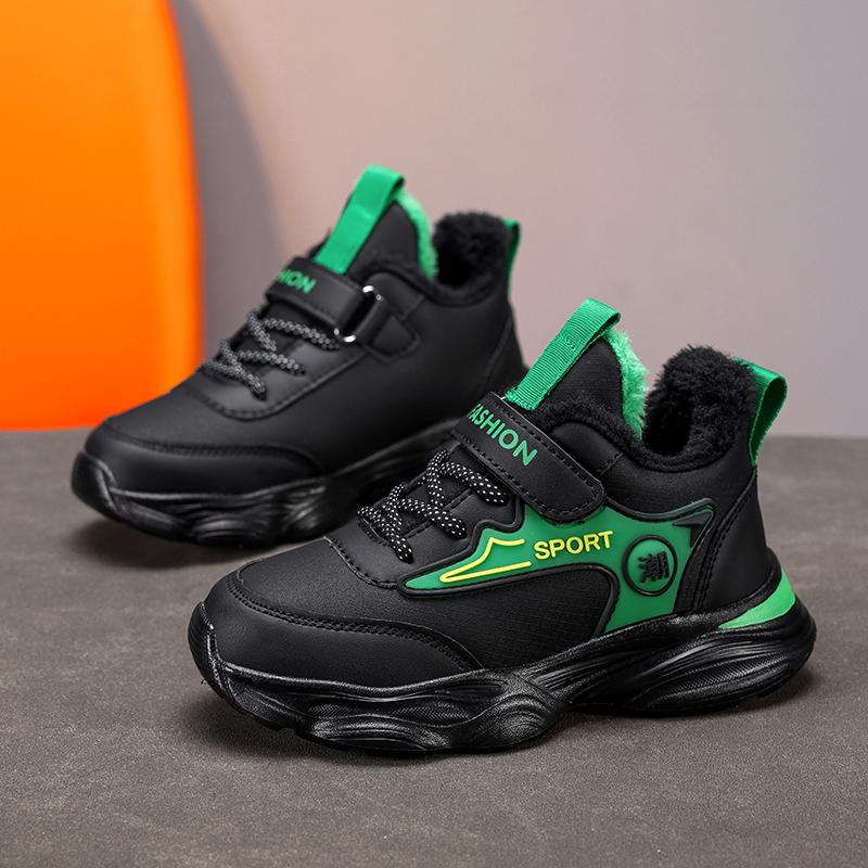 Boys Girls Winter Sports Casual Cotton Sneakers Keep Warm Walking Running Shoes for Kids Students Tennis Trainers