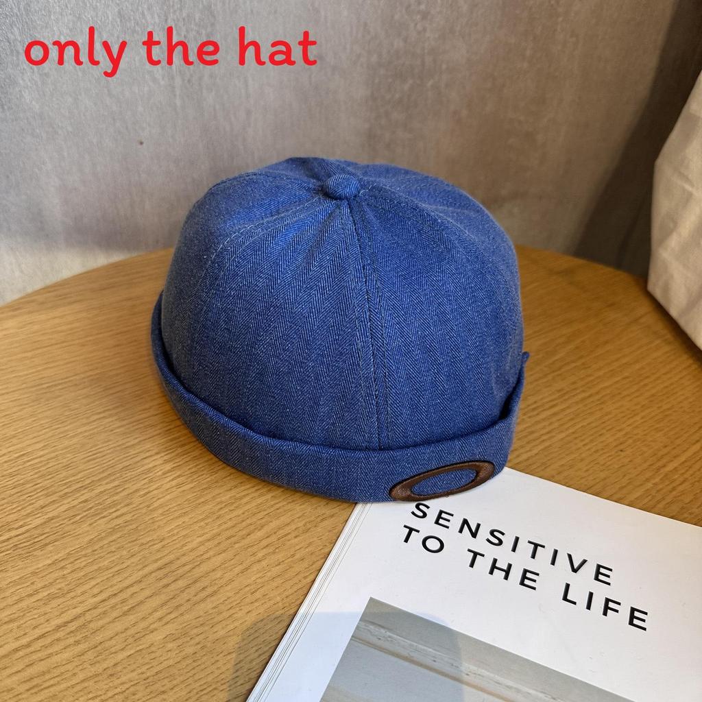 

Современная шляпа гуапи без полей и с регулируемой посадкой для уличной одежды и повседневной носки тёмно-синий