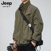 JEEP SPIRIT Men's Retro Plaid Stand-Collar Winter Jacket