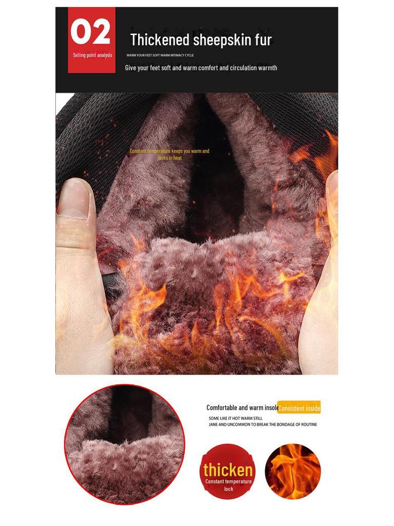 Northeast Men's High Top Fur-Lined Leather Snow Boots, Non-Slip and Warm for Outdoor Use