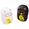 Hassi Top-in Chopstick Rests, Standing Up, Maneki Neko Design, White & Black, EX-3379, Set of 2