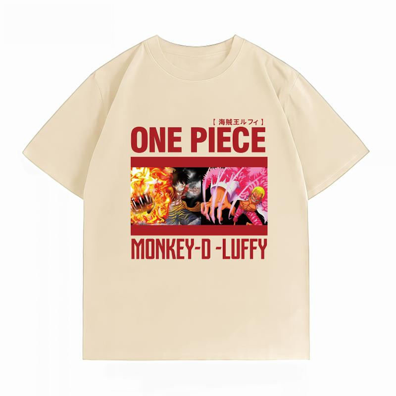 Unisexs Clothing New 100 Cotton Breathable Summer Tshirt One Piece Luffy Doflamingo Print Casual Streetwear Unisexs Tops