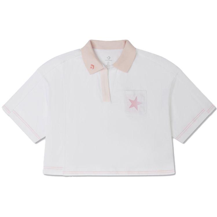 

Укороченная рубашка-поло Converse Colorblock SS23 Женские топы белые 10025875-A01