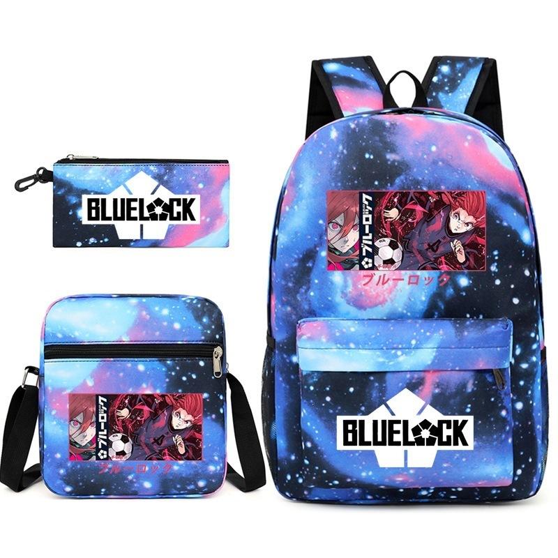 Large Capacity Schoolbag with Shoulder Strap; Student Three-piece Pencil Case Set
