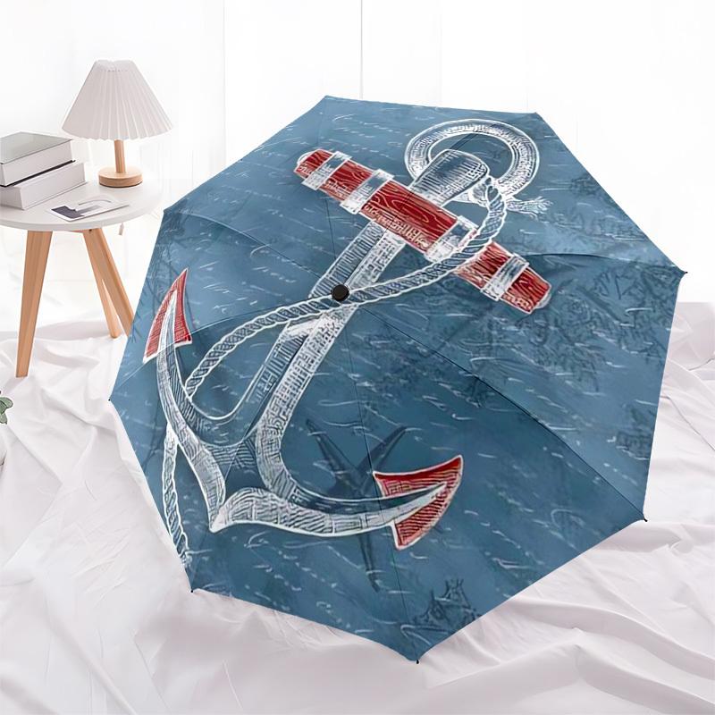 

1pc Nautical Anchor Design Umbrella with Plastic Handle,Compact & Stylish,Suitable for All Seasons ptys26033