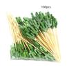 100 Pieces/Pack Cute Cactus Fruit Sticks Art Dessert Sticks Dessert Forks Convenient Fruit Bamboo Skewers Cocktail Decoration