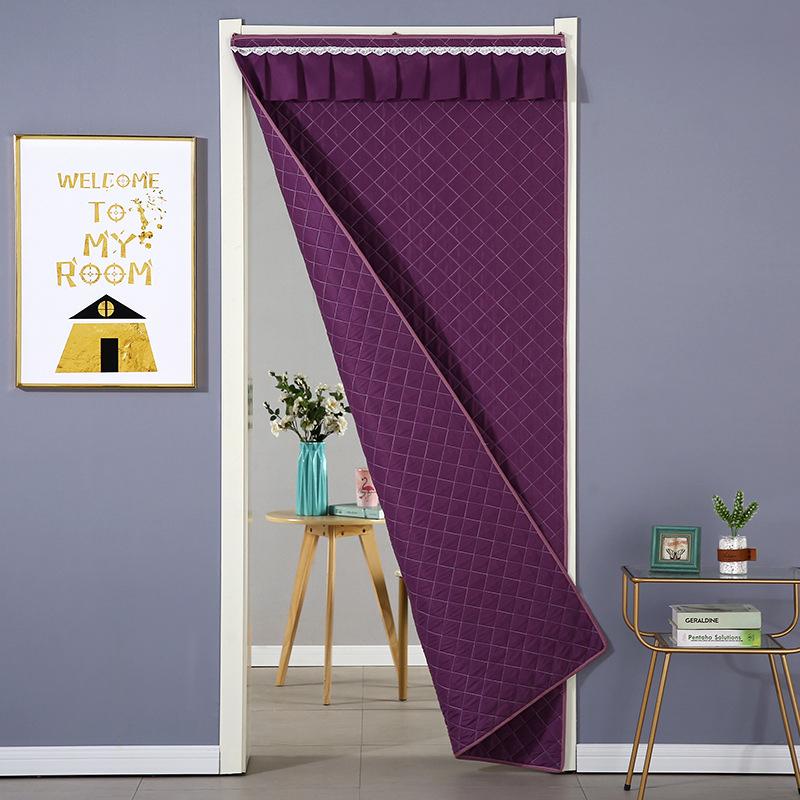 1 Pcs Winter Quilted Design Door Curtain Thick Windproof Cold-proof Thermal Door Curtain Keep Warm Door Screen Easy Installation