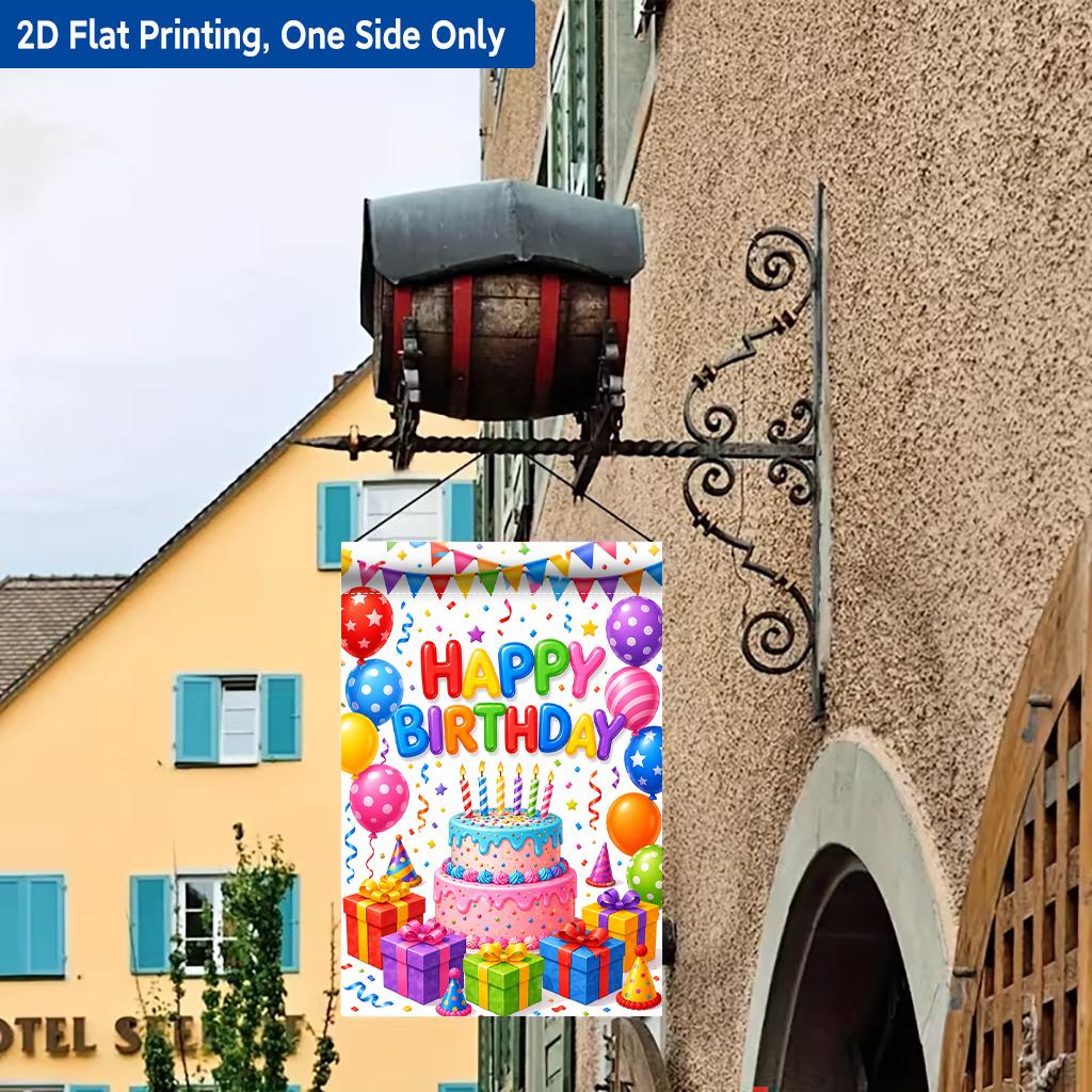 1pc Happy Birthday Party Scene Garden Flag - Single-Sided Polyester, 29.97x44.96 cm, Outdoor Decor