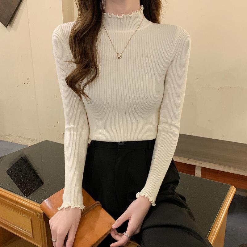 Women's Thick Knit Fleece-Lined Thermal Top - Soft, Warm, Half High Neck One-Piece Winter Layer