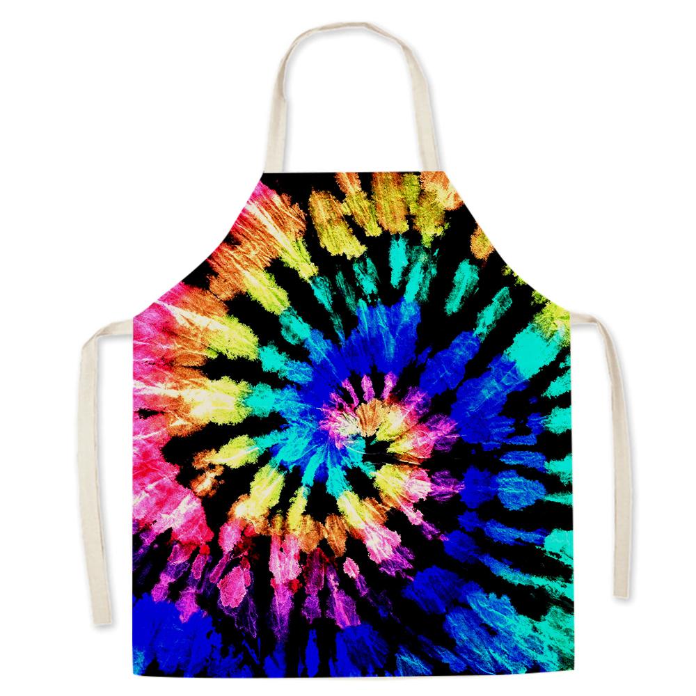 Color Geometric Pattern Cotton and Linen Men Women Kitchen Apron Waterproof Kitchen Apron for Home