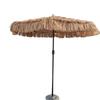 Simulated Straw Beach Umbrella with Cement Base