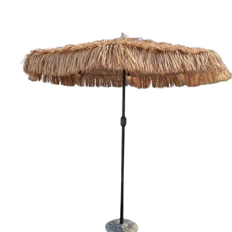 Simulated Straw Beach Umbrella with Cement Base