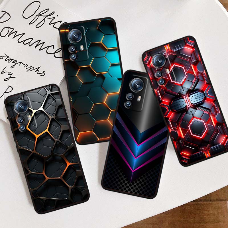 Funda de Teléfono con Ilustración de Arte Tecnológico Para Xiaomi Mi 15 14 13 13T 12 12T 12S 11 11i 11T Pro Ultra Lite 5G Negra Suave
