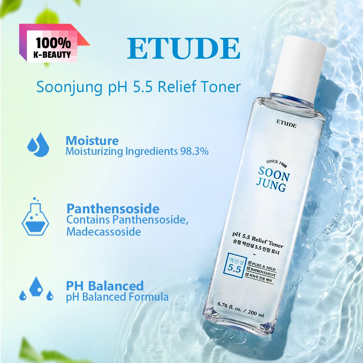 ETUDE Soonjung Relief Toner 200ml, Comfort Skin Feel, Balance Skin State, Daily Skin Care, Korean Cosmetics, Korean Skincare 200ml/6.76fl.oz