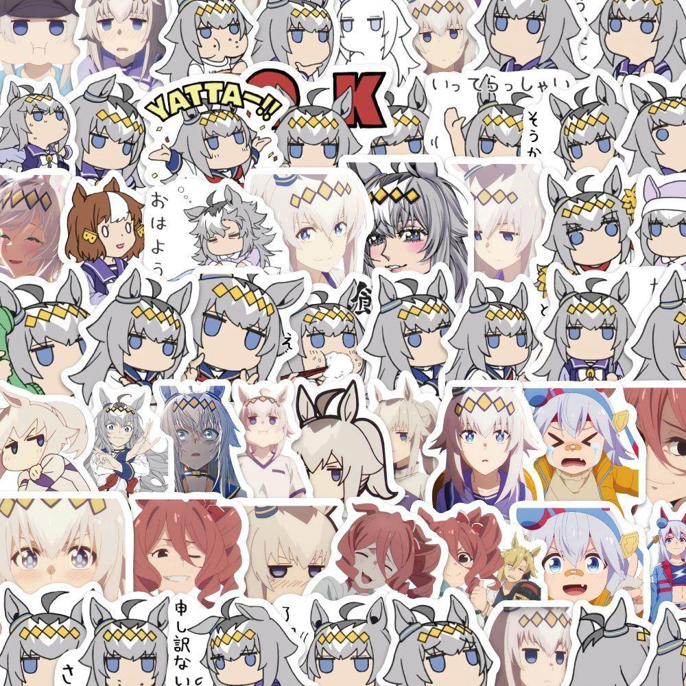 Oguri Cap Umamusume: Pretty Derby Water Cup Coffee Cup Sticker Notebook Pencil Case Sticker Car Motorcycle Skateboard Stickers 2.6X3.2CM