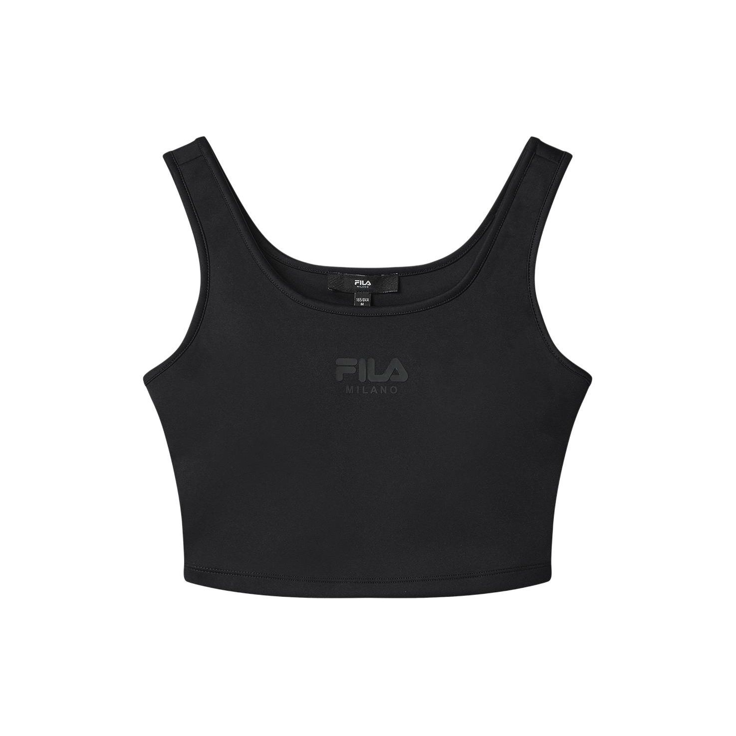

FILA Solid Color Back Hollow Short Casual Vest Women tops Black F11W415102F-BK S