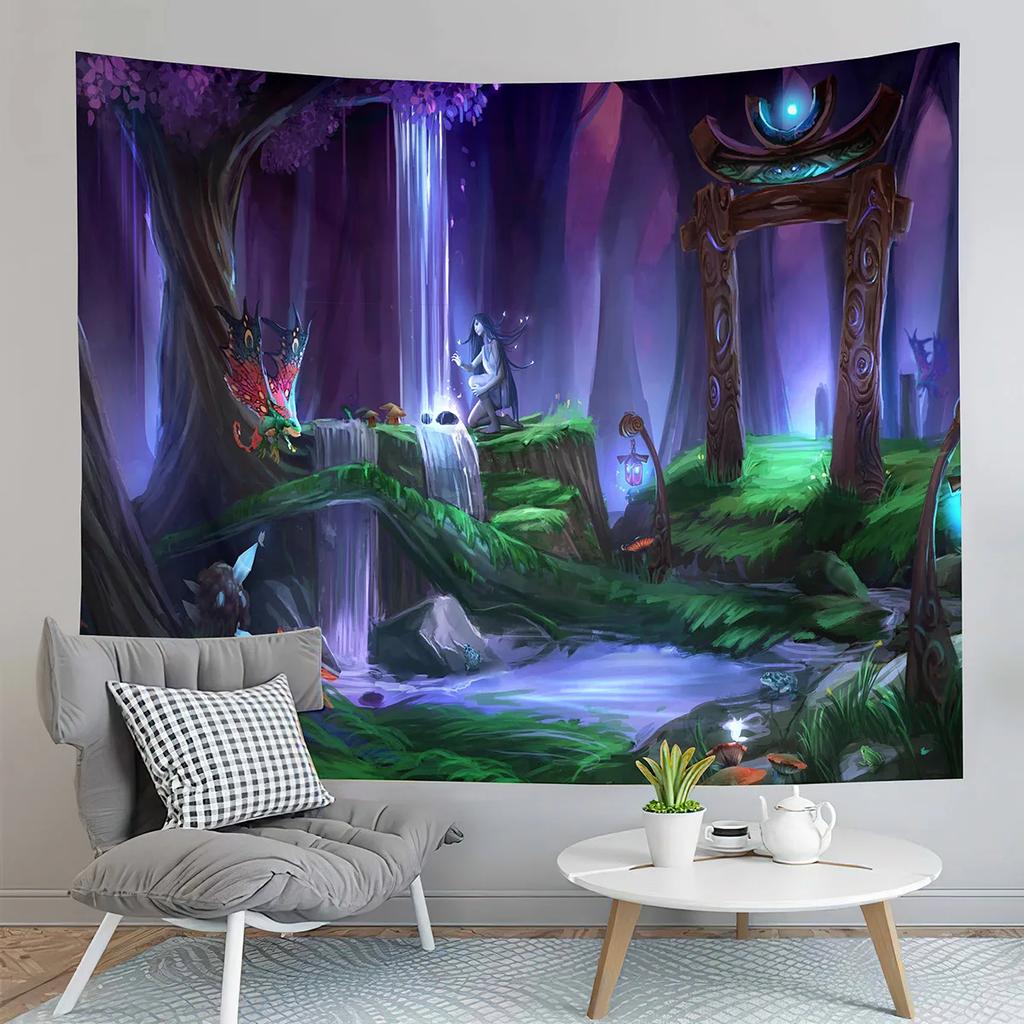 Fairy Tale Forest Tapestry Natural Tree of Life  Elf  Home Living Room Bedroom