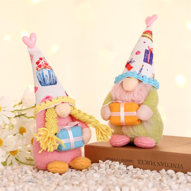 Cross New Faceless Gnome Rudolph Valentine's Birthday Doll Window Display Ornament.