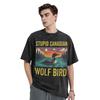 Washed T Shirt Stupid Canadian Wolf Bird Wildlife Heated Rivalry Hip Hop Vintage T-Shirts High Street Streetwear Tees Men Women