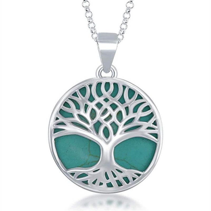 Trendy Simple Niche Big Tree Tree of Life Round Shell Pendant Necklace 60CM