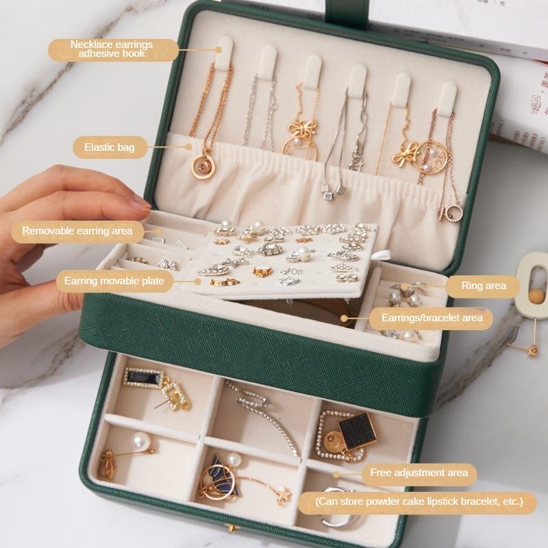 Fashion Style Jewelry Packaging Box Personalized Leather Jewelry Box Luxury Three Layers Travel Display Showcases Holiday Gifts
