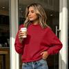 Women's Color Turtleneck Loose Fit Long Sleeve Sweatshirt for Casual Wear