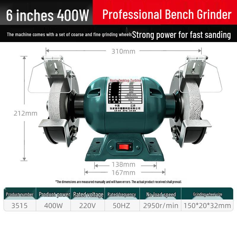 

Ronix 3515 Industrial Bench Grinder and Polisher CN plug (adapter included) 6-inch