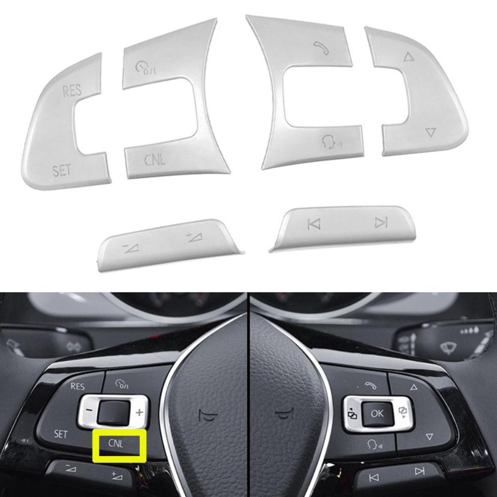 6pcs Steering Wheel Control Button Decoration Trims Compatible with For Passat B7 B8 and For JETTA for Left Hand Drive Cars