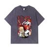 275 GSM Washed T-shirts 100% Cotton Chainsaw Man V20 Print Unisex Heavy Cotton T Shirt