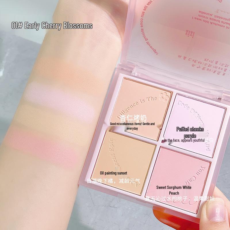 XIXI Sonnenuntergangsrausch Vierfarbige Rouge-Palette: Weißes Wasser, Lila, Blau Matt, Aufhellender Kontur.