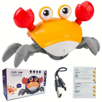 Caranguejo de Brinquedo com Luz e Música, Rastejante, Elétrico, Sensor, Simulação de Evitação Automática, para Meninos e Meninas, Design Realista com Chave de Controle de 3 Velocidades