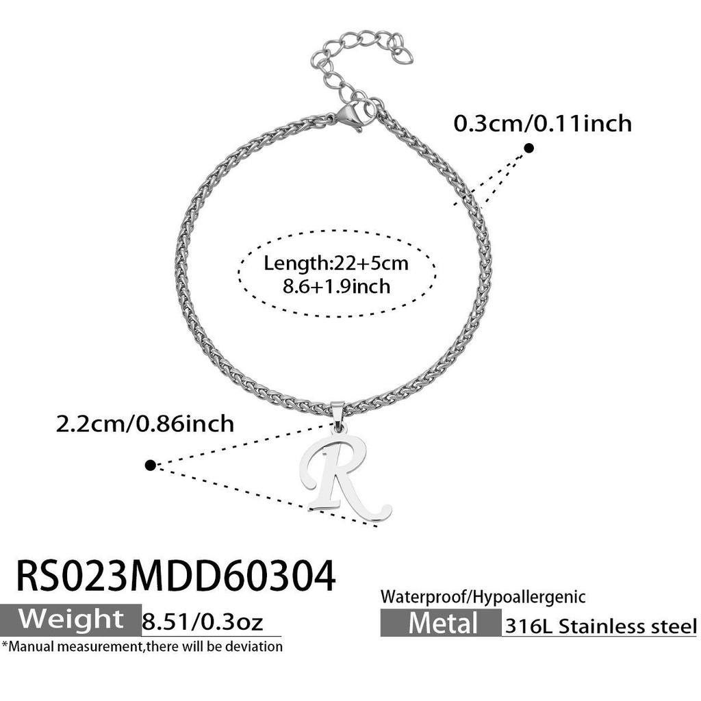 26-Letter Pendant Anklet: Stainless Steel Simple Design Foot Jewelry