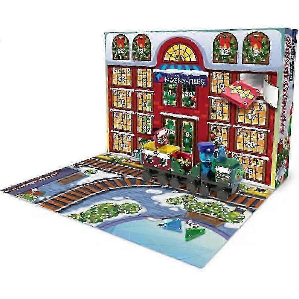 Magna-Tiles 24-Day Christmas Advent Calendar Building Set with Santa and Train