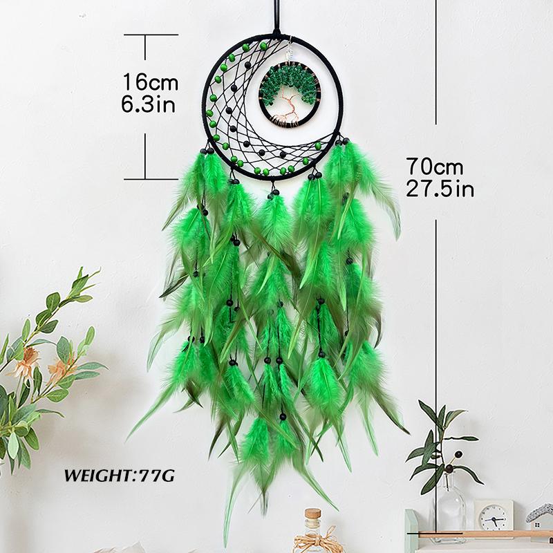 Nordic Tree Of Life Crystal Wall Hanging Ornaments Dream Catcher Hand-woven Feather Wind Chimes Festival Gifts Home Decorations